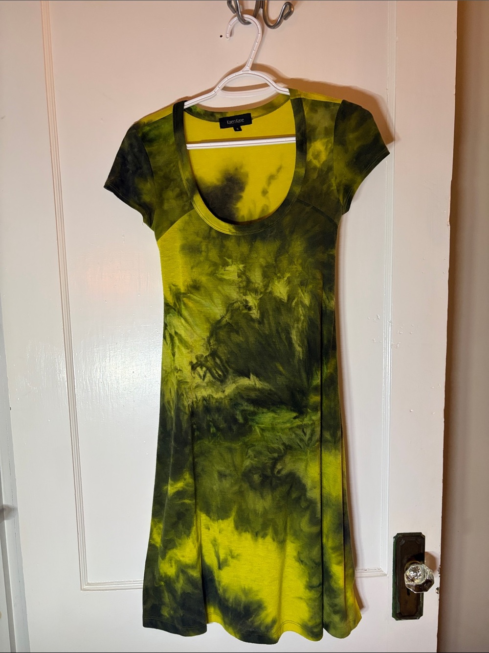 Karen Kane Yellow and Black Tie-Dye Midi Dress